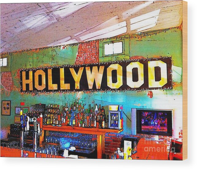 Happy Wood Print featuring the photograph Happy Hour at the Hollywood Cafe by T Lowry Wilson