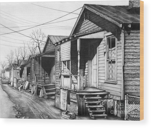 Pencil Drawing Wood Print featuring the drawing Hard Knock Life by David Neace