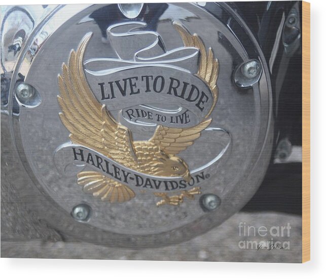 Bikes Wood Print featuring the photograph Harley Davidson Accessory by Yumi Johnson