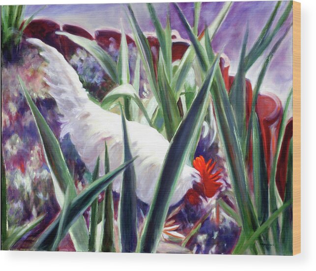 Rooster Wood Print featuring the painting Harmony Rooster by Shannon Grissom