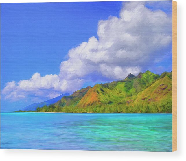 Hauru Point Wood Print featuring the painting Hauru Point Moorea by Dominic Piperata
