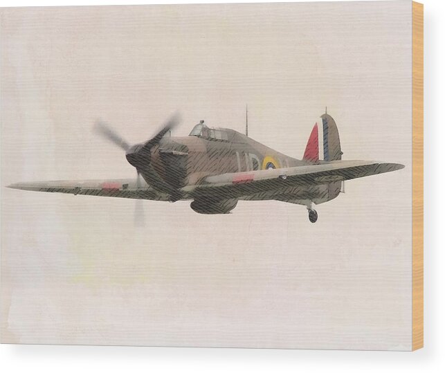 Wwii Wood Print featuring the painting Hawker Hurricane by Esoterica Art Agency