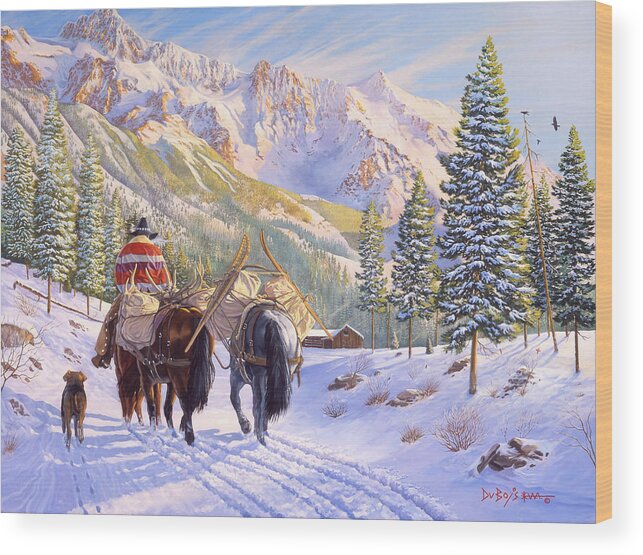 Horses Wood Print featuring the painting High Country by Howard Dubois