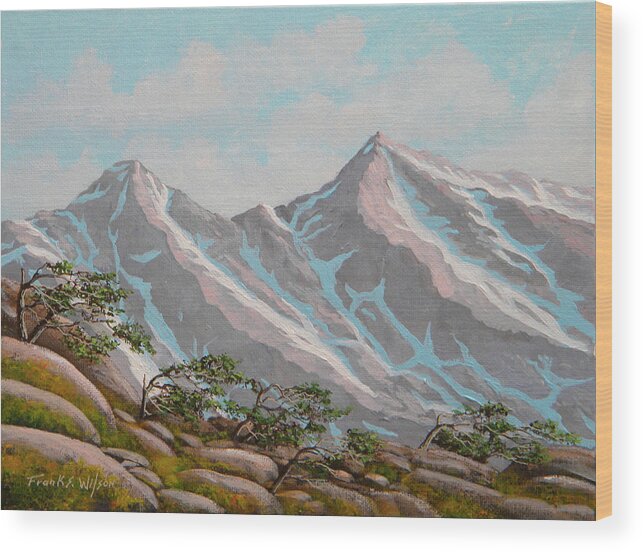 Frank Wilson Wood Print featuring the painting High Sierras Study III by Frank Wilson