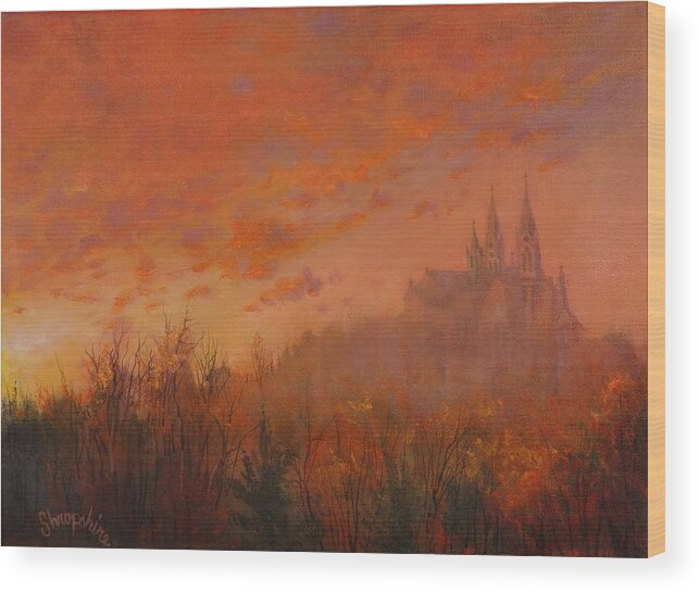 Holy Hill Wood Print featuring the painting Holy Hill by Tom Shropshire
