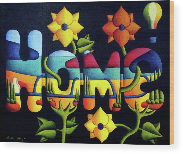Home Wood Print featuring the painting Home by Alan Kenny