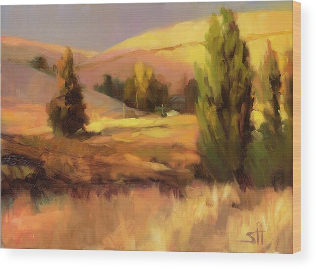 Landscape Wood Print featuring the painting Homeland 1 by Steve Henderson