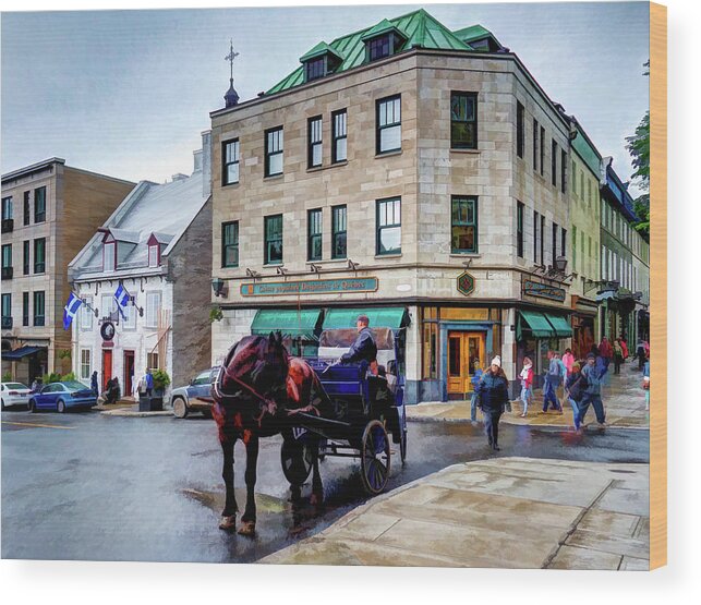 Quebec City Wood Print featuring the photograph Horse-Drawn Carriage by David Thompsen