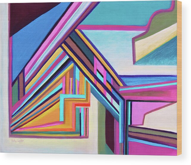 Architectural Wood Print featuring the painting House by the Bay by Polly Castor