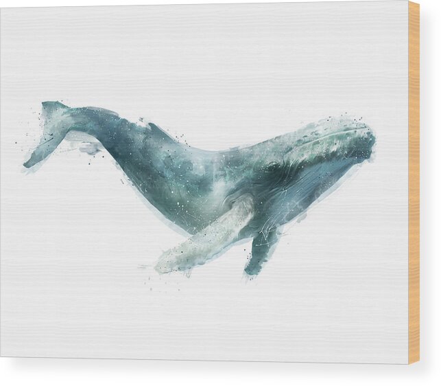 Humpback Wood Print featuring the painting Humpback Whale from Whales Chart by Amy Hamilton