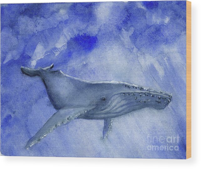 California Wood Print featuring the painting Humpback Yearling Under Our Boat by Randy Sprout