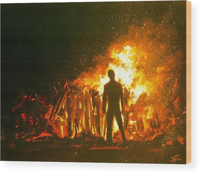 Star Wars Wood Print featuring the painting Vader Funeral by Joel Tesch