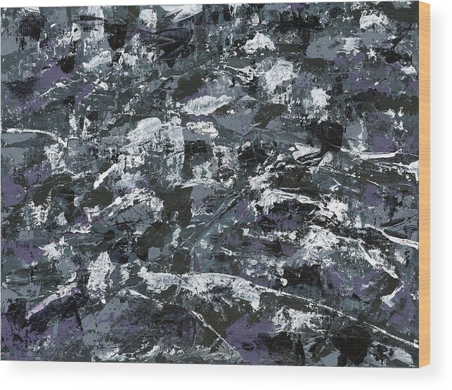 Abstract Wood Print featuring the painting In Rubble by Matthew Mezo