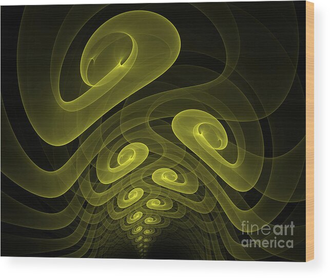 Apophysis Fractal Yellow Canvas Framed Cards Sell Art Wood Print featuring the mixed media In The Yellow Tunnel by Deborah Benoit