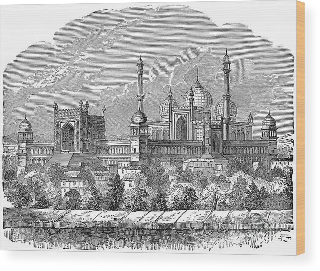 1894 Wood Print featuring the drawing INDIA, JAMA MASJID, c1894. by Granger