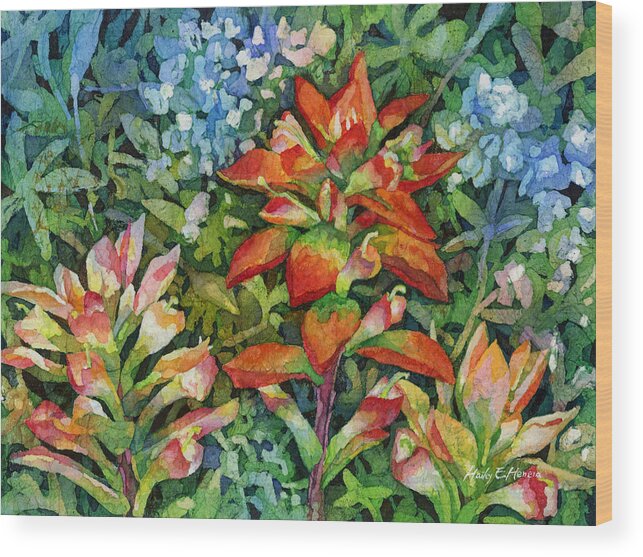 Wild Flower Wood Print featuring the painting Indian Paintbrush by Hailey E Herrera