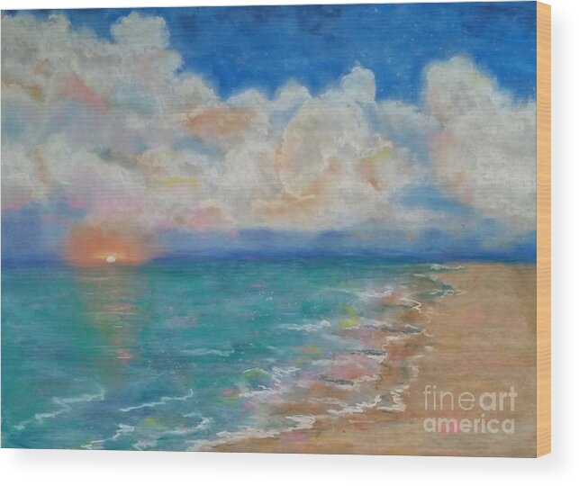 Ocean Wood Print featuring the pastel Indian Shores by Vickie Scarlett-Fisher