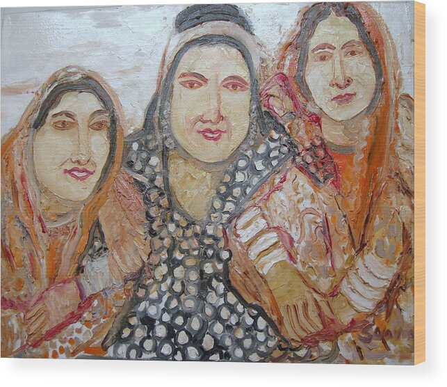 Indian Tribal Women Wood Print featuring the painting Indian Tribal Women by Anand Swaroop Manchiraju