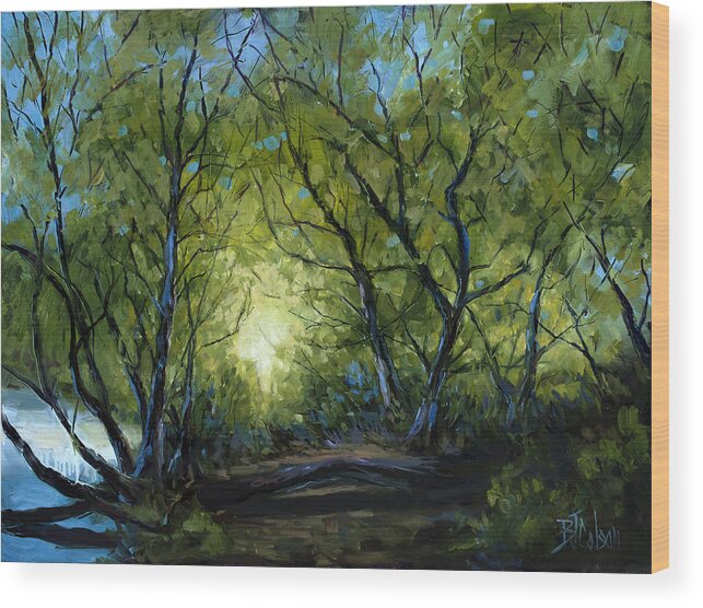 Trees Wood Print featuring the painting Into the Light by Billie Colson