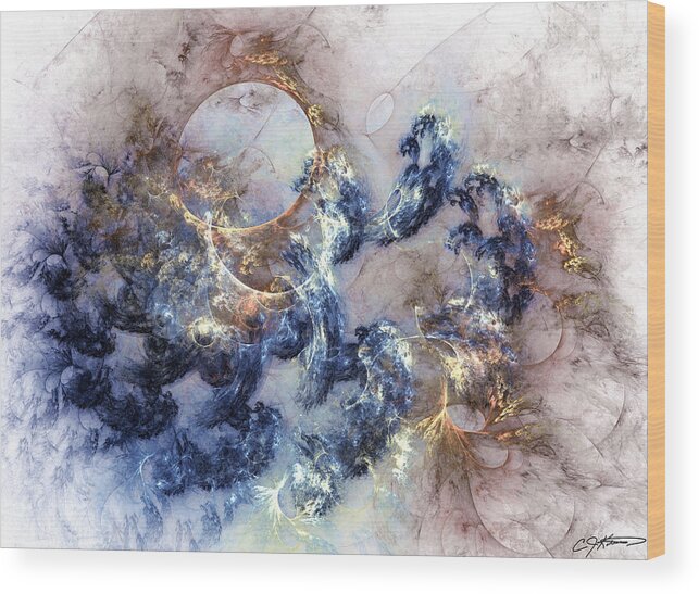 Abstract Wood Print featuring the digital art Ion Storm by Casey Kotas