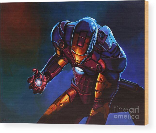 Iron Man Wood Print featuring the painting Iron Man by Paul Meijering