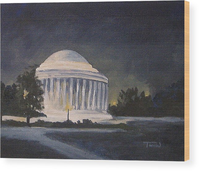 Jefferson Memorial Wood Print featuring the painting Jefferson Memorial by Torrie Smiley