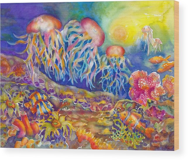 Painting Wood Print featuring the painting Jellies by Ann Nicholson