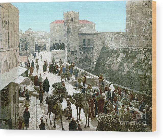 1900 Wood Print featuring the photograph JERUSALEM: BAZAAR, c1900 by Granger