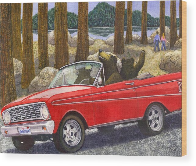 Bears Wood Print featuring the painting Joy Ride by Catherine G McElroy