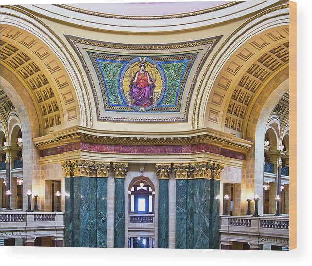 Madison Wood Print featuring the photograph Justice Mural - Capitol - Madison - Wisconsin by Steven Ralser