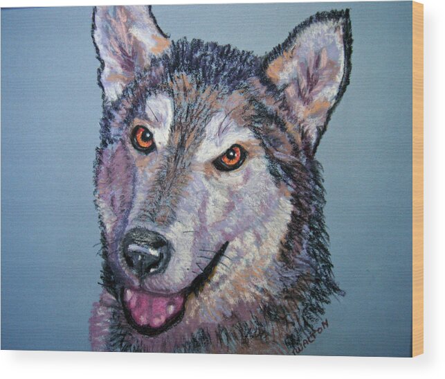 Alaskan Malamute Wood Print featuring the painting King by Judy Fischer Walton