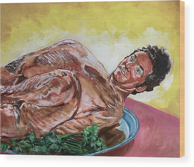 Seinfeld Wood Print featuring the painting Kramer Turkey by Joel Tesch