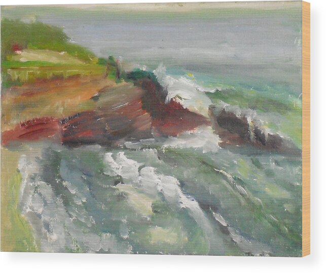 La Jolla Cove Wood Print featuring the painting La Jolla Cove 005 by Jeremy McKay