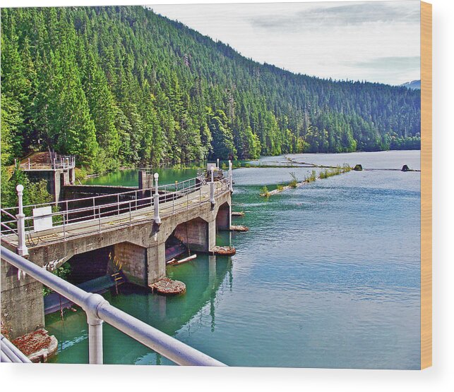 Lake Mills From Elwha River Dam Wood Print featuring the photograph Lake Mills from Elwha River Dam, Olympic National Park, Washington by Ruth Hager