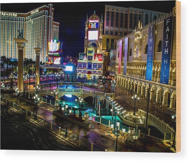 Las Vegas Wood Print featuring the photograph Las Vegas Lights by Lev Kaytsner