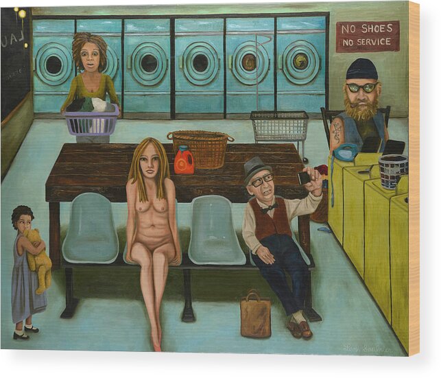 Laundry Day Wood Print featuring the painting Laundry Day 7 by Leah Saulnier The Painting Maniac