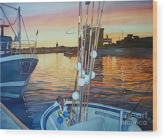 Port Wood Print featuring the painting Le Port - 17H - Sables d'Olonne - Vendee - France by Francoise Chauray