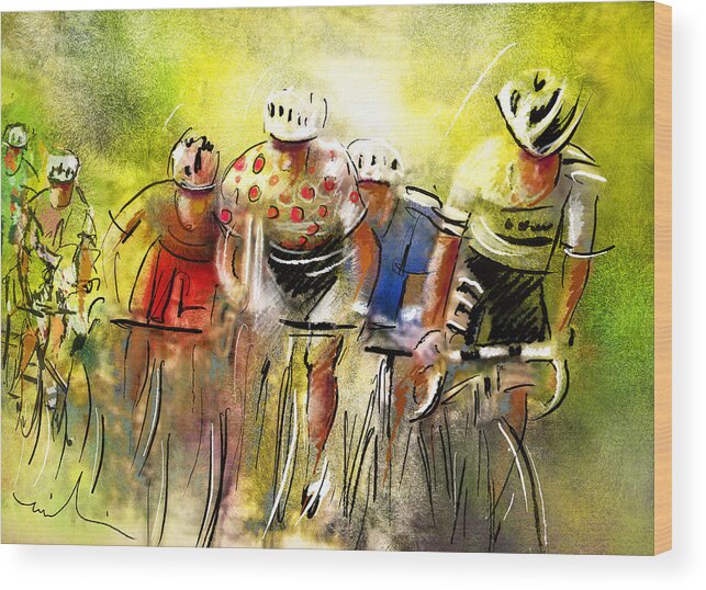 Sports Wood Print featuring the painting Le Tour de France 07 by Miki De Goodaboom