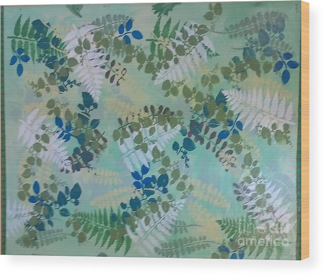Floor Cloth Wood Print featuring the painting Leafy Floor Cloth - SOLD by Judith Espinoza