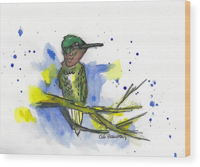 Bird Wood Print featuring the painting Lemonade Louie by Ali Baucom