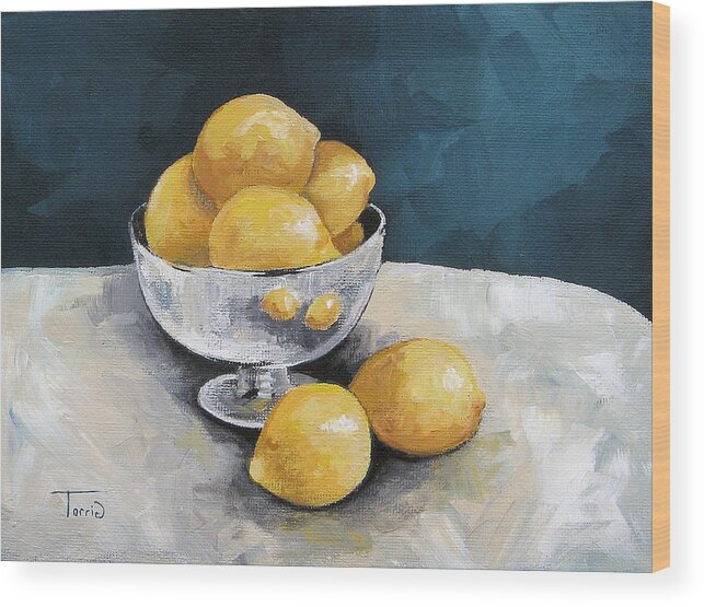 Lemons Wood Print featuring the painting Lemons with Silver by Torrie Smiley