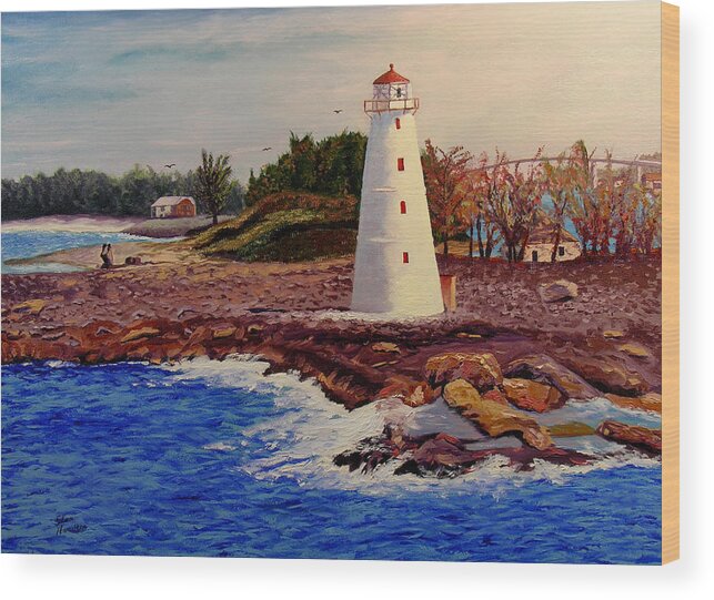 Original Oil On Canvas Wood Print featuring the painting Light House by Stan Hamilton