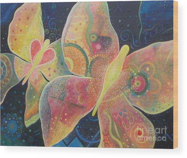 Butterfly Wood Print featuring the painting Lighthearted by Helena Tiainen