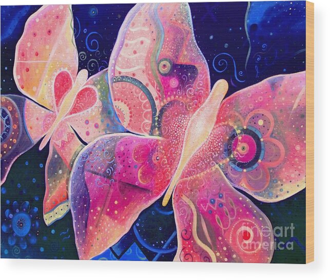 Butterflies Wood Print featuring the mixed media Lighthearted In Full Spectrum by Helena Tiainen