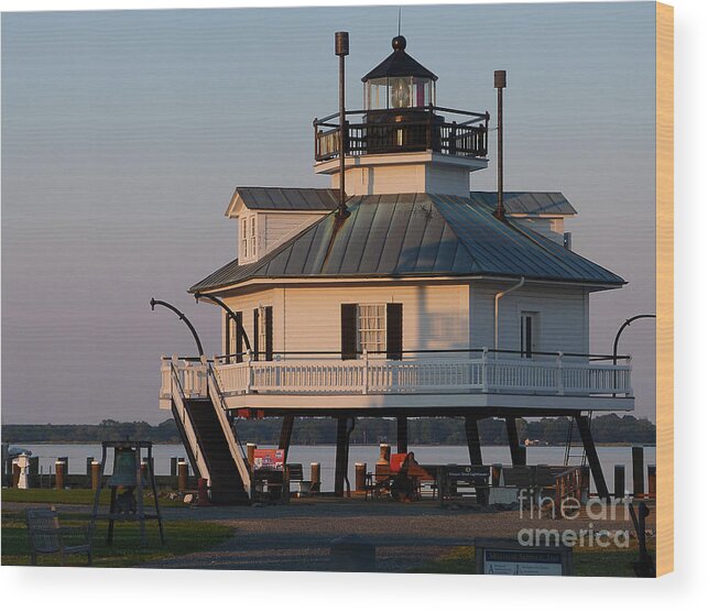 Lighthouse Wood Print featuring the photograph Lighthouse St.Michaels MD by Louise Peardon