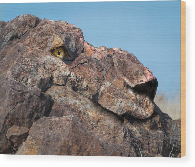 Lion Wood Print featuring the digital art Lion Rock by Rick Mosher