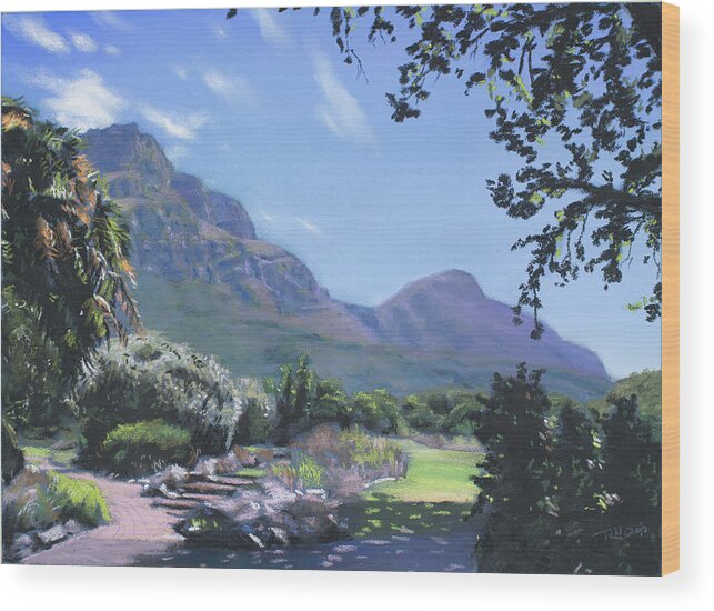 Christopher Reid Wood Print featuring the painting Kirstenbosch View by Christopher Reid