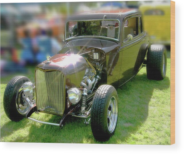 Little Deuce Coupe In Brown Wood Print featuring the digital art Little Deuce Coupe In Root Beer Brown by Gary Baird