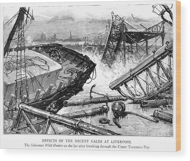 1887 Wood Print featuring the painting Liverpool Shipwreck 1887 by Granger
