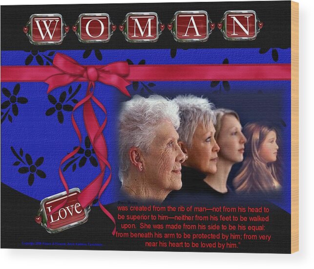 Woman Wood Print featuring the photograph Love a Woman by Kathy Tarochione